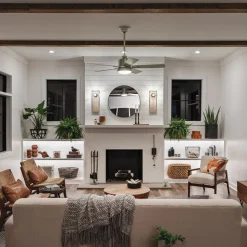 Plafondventilator Colerne 52 LED, nikkel/wit walnoot