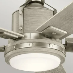 Plafondventilator Colerne 52 LED, nikkel/wit walnoot