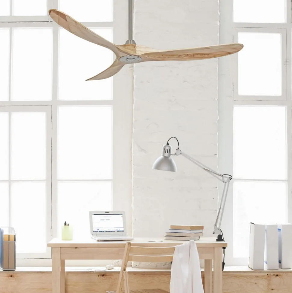 Plafondventilator Eco Genuino 152chroom/hout licht