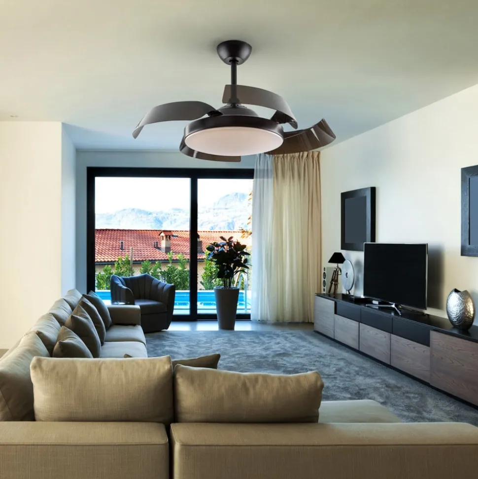 Plafondventilator Enzo met LED dimbaar, CCT zwart