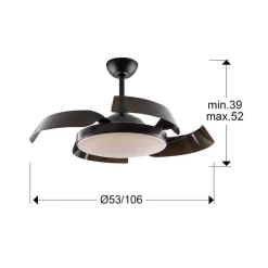 Plafondventilator Enzo met LED dimbaar, CCT zwart