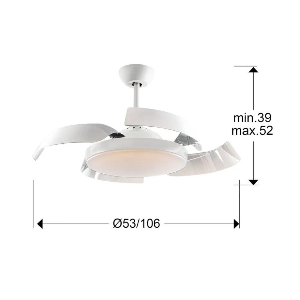 Plafondventilator Enzo met LED dimbaar, CCT, wit