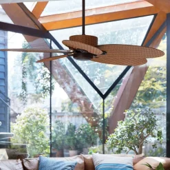 Plafondventilator Fijian II, bruin, Ø 132 cm, stil