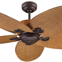 Plafondventilator Fijian II, bruin, Ø 132 cm, stil