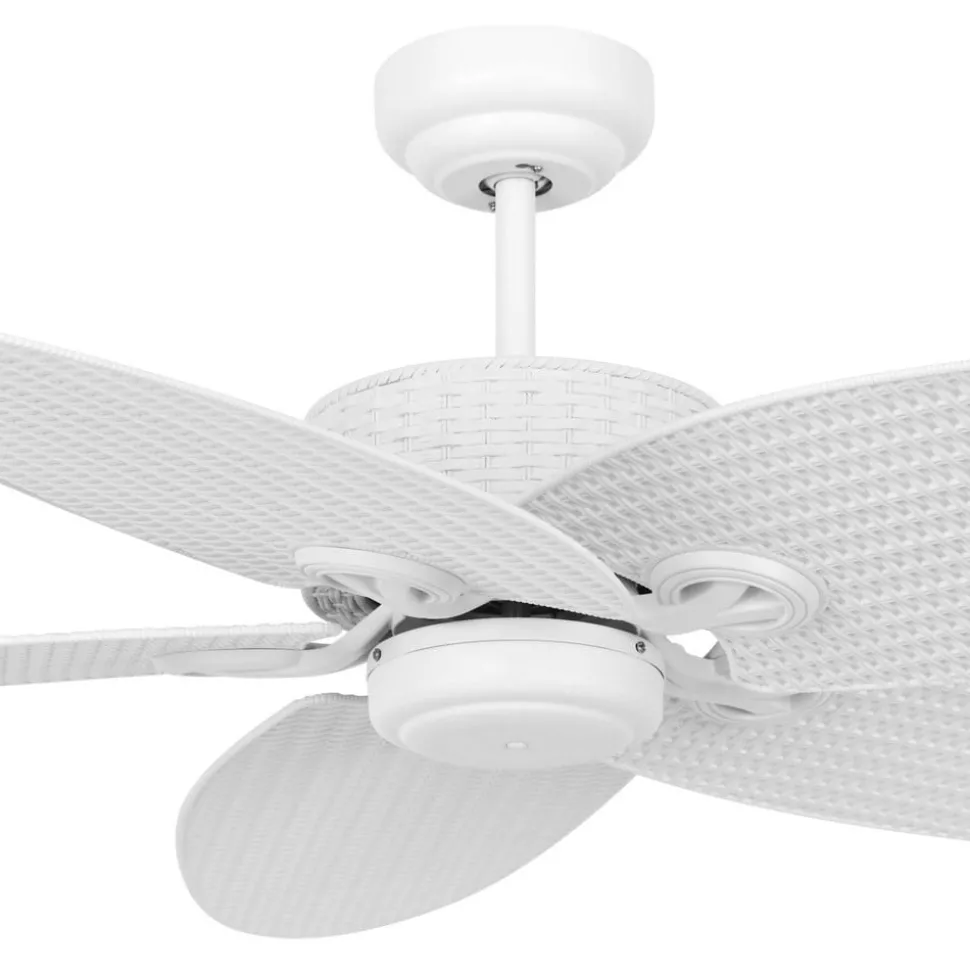 Plafondventilator Fijian II, wit, Ø 132 cm, stil