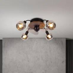 Plafondventilator Fumoso, 4 E14 rookglas-armaturen