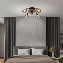 Plafondventilator Fumoso, 4 E14 rookglas-armaturen