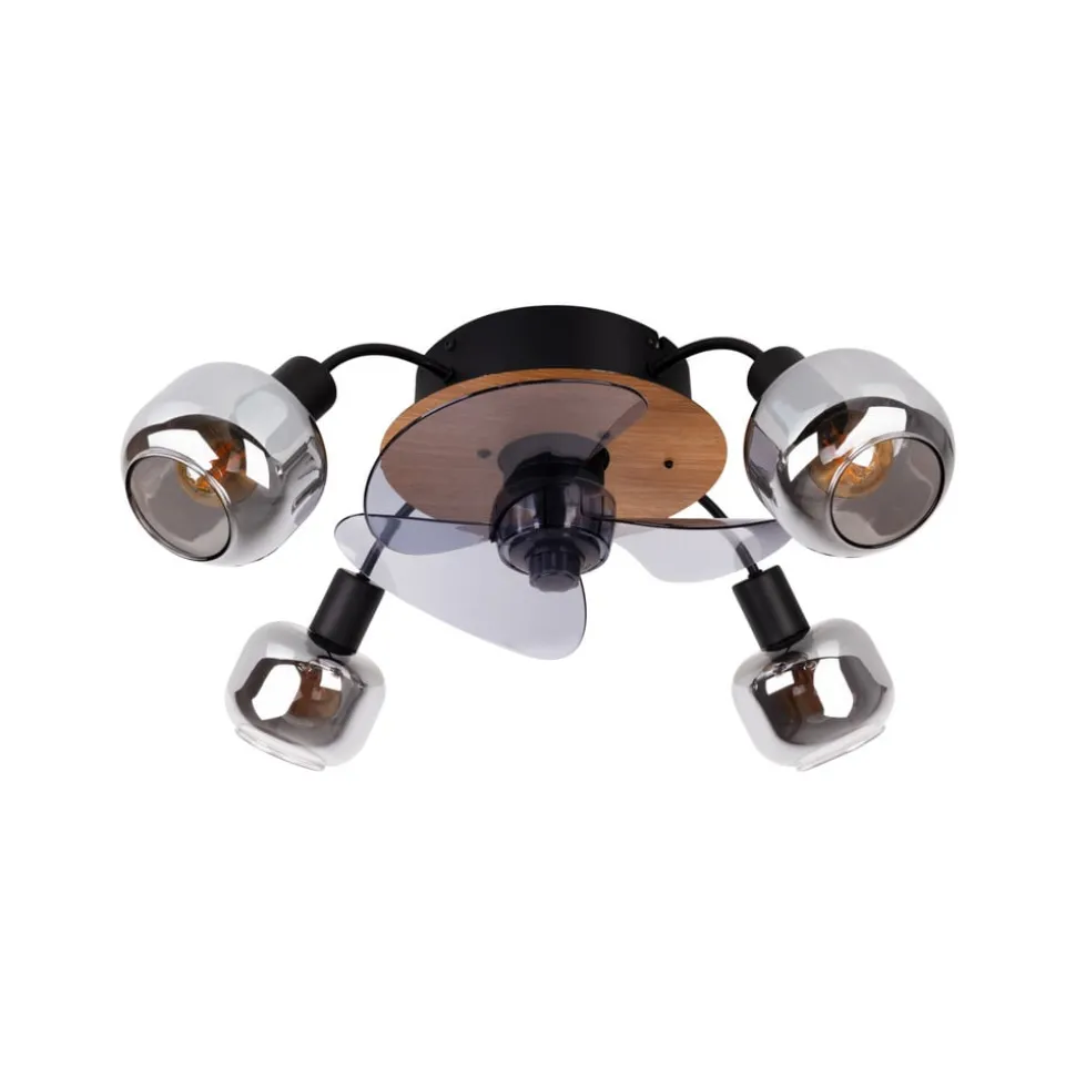 Plafondventilator Fumoso, 4 E14 rookglas-armaturen