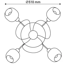 Plafondventilator Fumoso, 4 E14 rookglas-armaturen