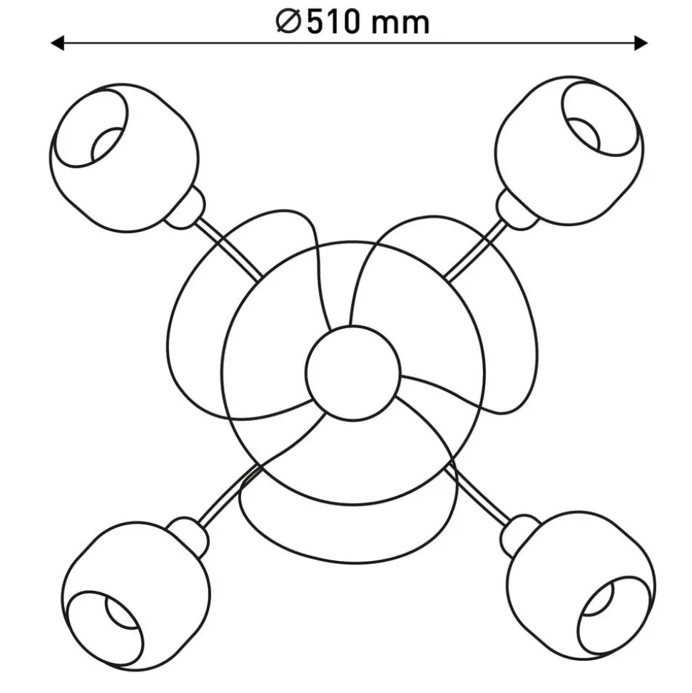 Plafondventilator Fumoso, 4 E14 rookglas-armaturen