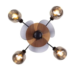 Plafondventilator Fumoso, 4 E14 rookglas-armaturen