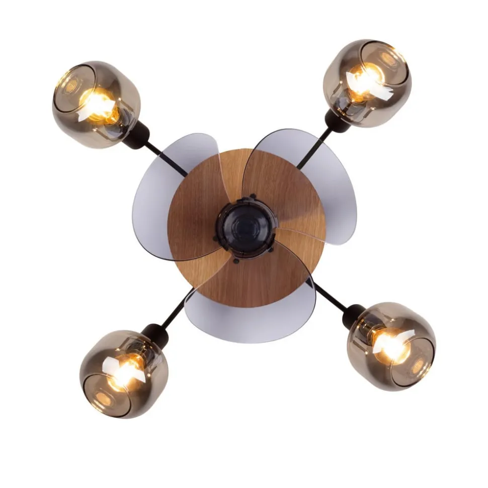 Plafondventilator Fumoso, 4 E14 rookglas-armaturen