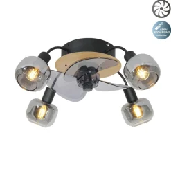 Plafondventilator Fumoso, 4 E14 rookglas-armaturen