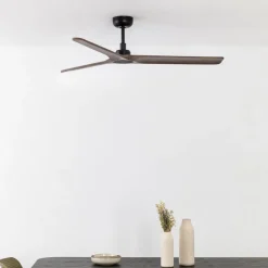 Plafondventilator Heywood M DC, zwart/hout donker