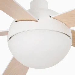 Plafondventilator Izaro met LED lamp, wit/ahorn