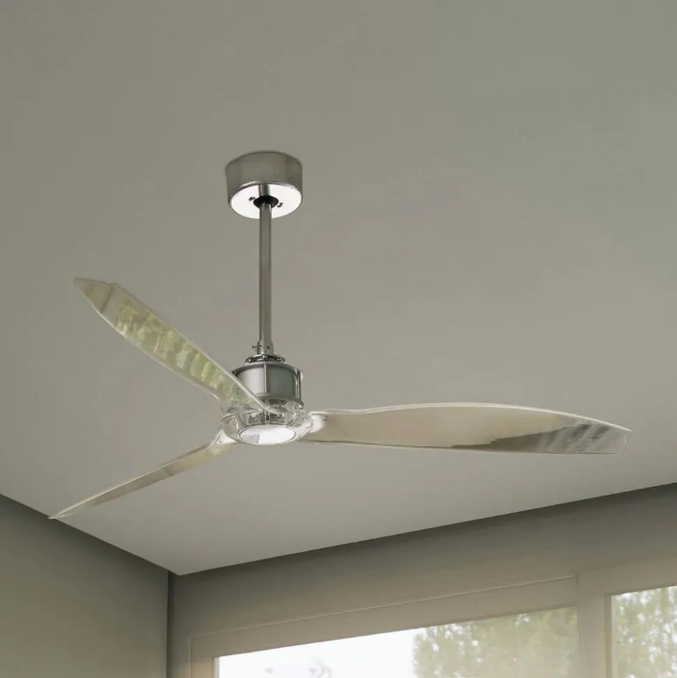 Plafondventilator Just Fan M chroom/transparant