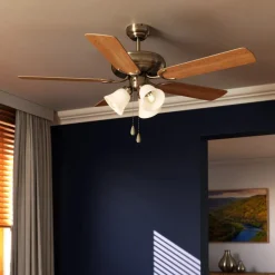 Plafondventilator Las Palmas, 3xE27, trekschakelaar, mat nikkel