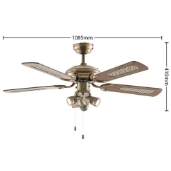 Plafondventilator Lucande met verlichting Anariki, stil, messing