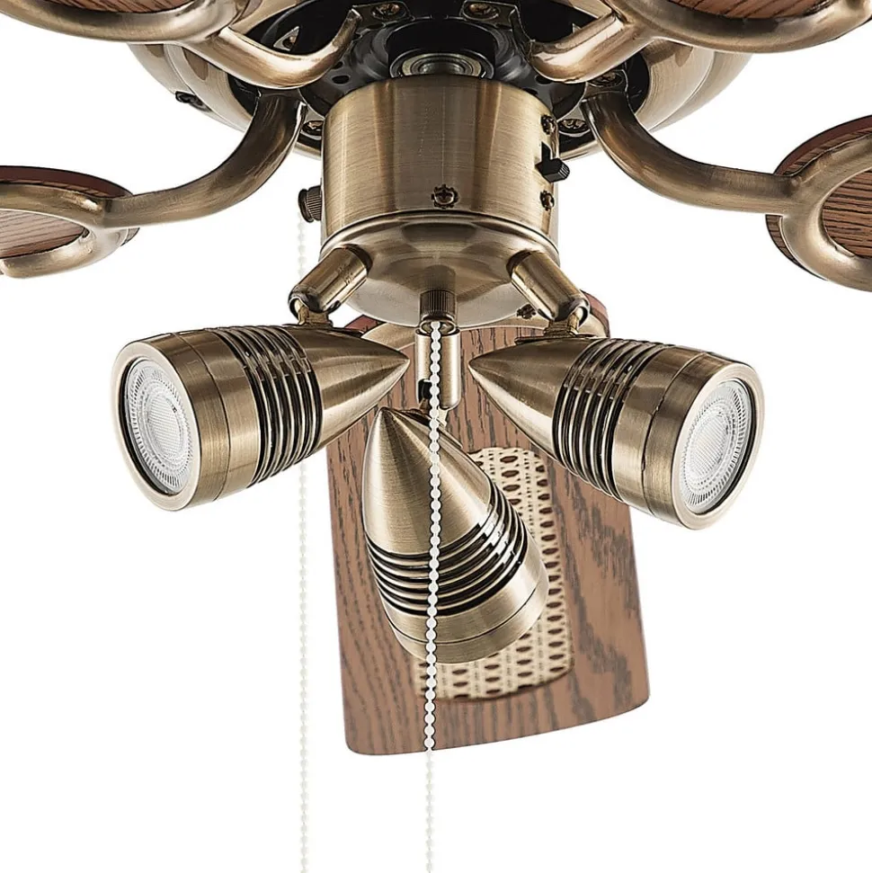 Plafondventilator Lucande met verlichting Anariki, stil, messing