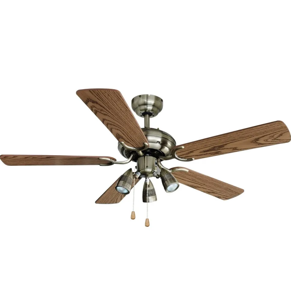 Plafondventilator Lucande met verlichting Anariki, stil, messing