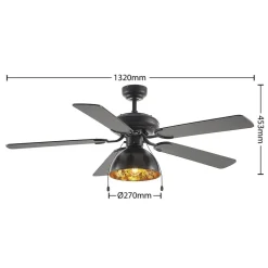 Plafondventilator Lucande met verlichting Shamoian, stil, Ø 130 cm