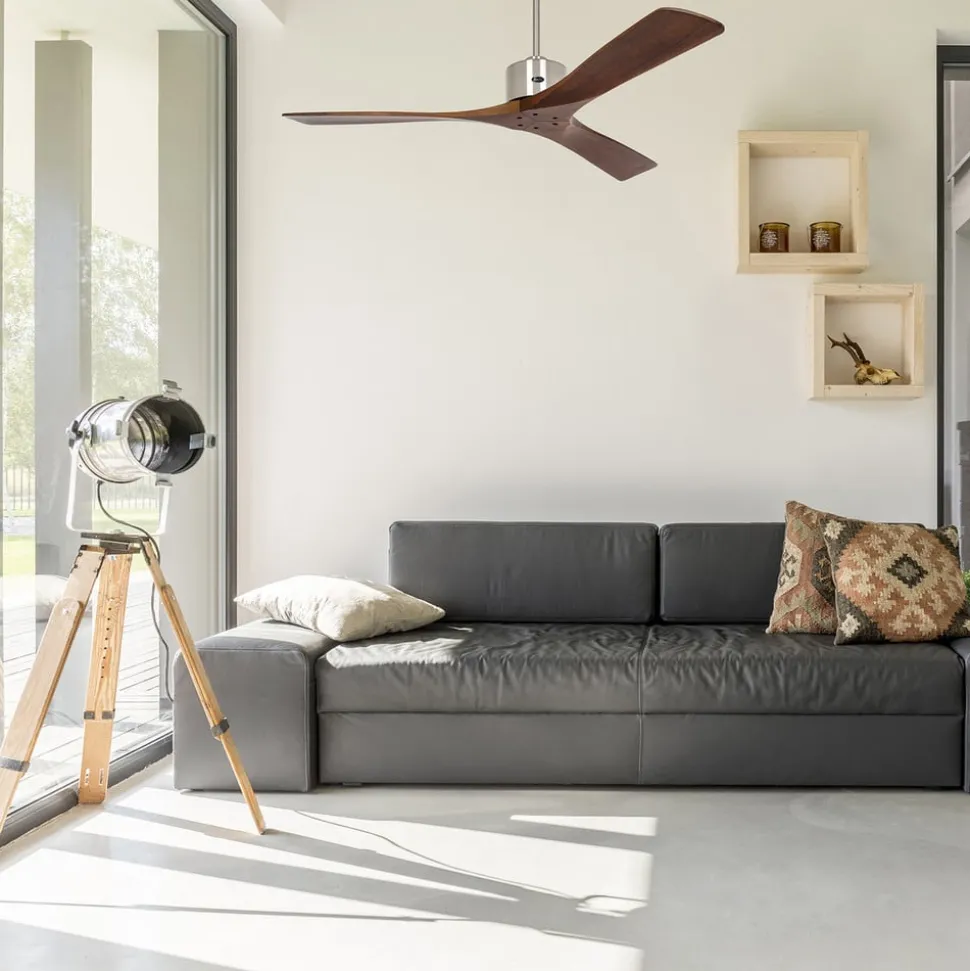 Plafondventilator Macau, chroom, noten