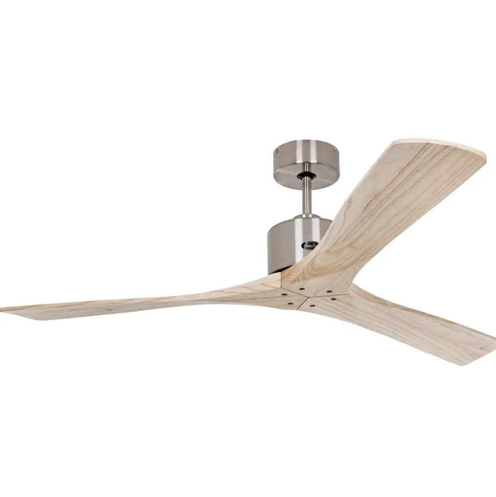Plafondventilator Macau, chroom, natuurhout licht