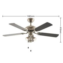 Plafondventilator met licht Anariki, stil, zilver