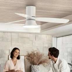 Plafondventilator met licht Flusso wit Ø 132 cm stil