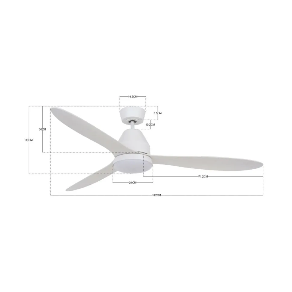 Plafondventilator met licht Whitehaven wit stil