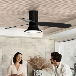 Plafondventilator met licht Flusso zwart 132cm stil