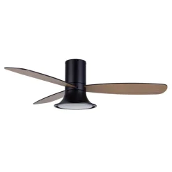 Plafondventilator met licht Flusso zwart 132cm stil