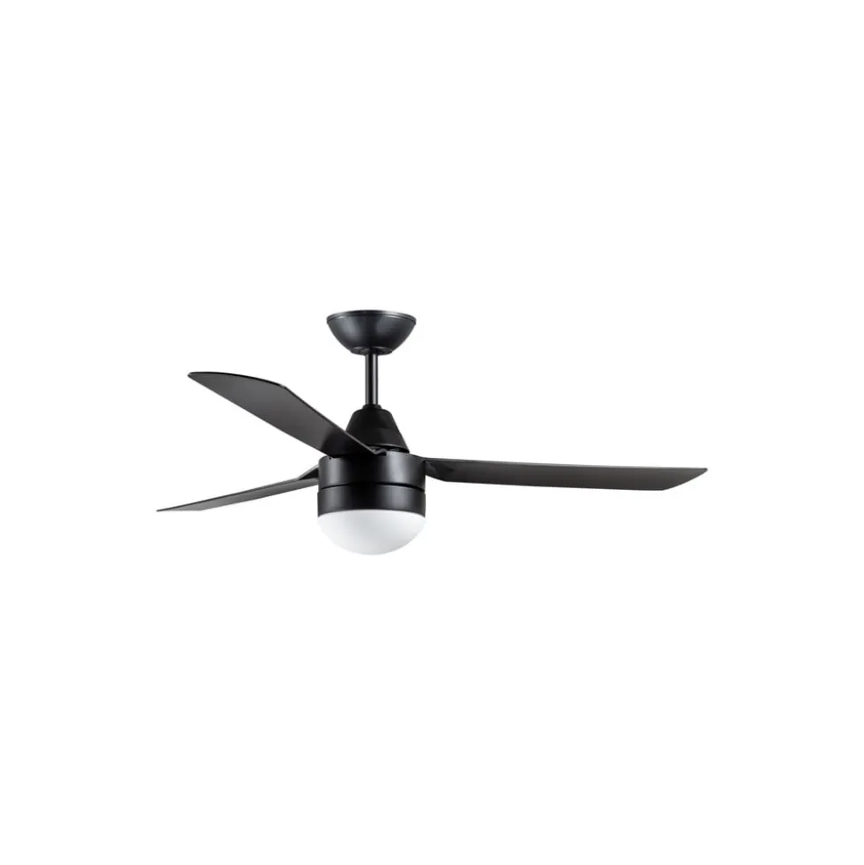 Plafondventilator met licht Megara zwart 122cm geruisloos