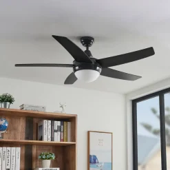 Plafondventilator met verlichting Auraya, stil, zwart