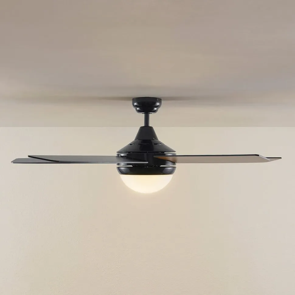 Plafondventilator met verlichting Auraya, stil, zwart