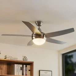 Plafondventilator met verlichting Auraya, stil, staal