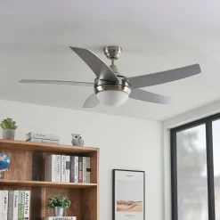 Plafondventilator met verlichting Auraya, stil, staal