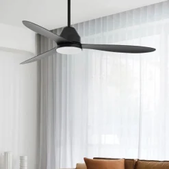 Plafondventilator met verlichting Whitehaven, zwart, stil