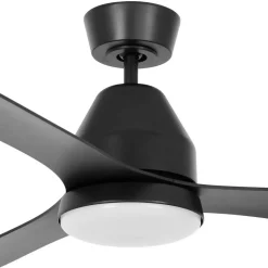 Plafondventilator met verlichting Whitehaven, zwart, stil