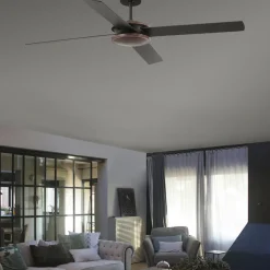 Plafondventilator Polea, donker hout/zwart