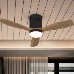 Plafondventilator Siroco Mini, DC, stil, zwart/walnoot