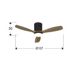 Plafondventilator Siroco Mini, DC, stil, zwart/walnoot