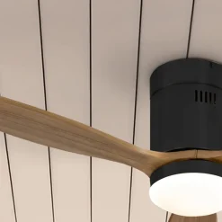 Plafondventilator Siroco Mini, DC, stil, zwart/walnoot