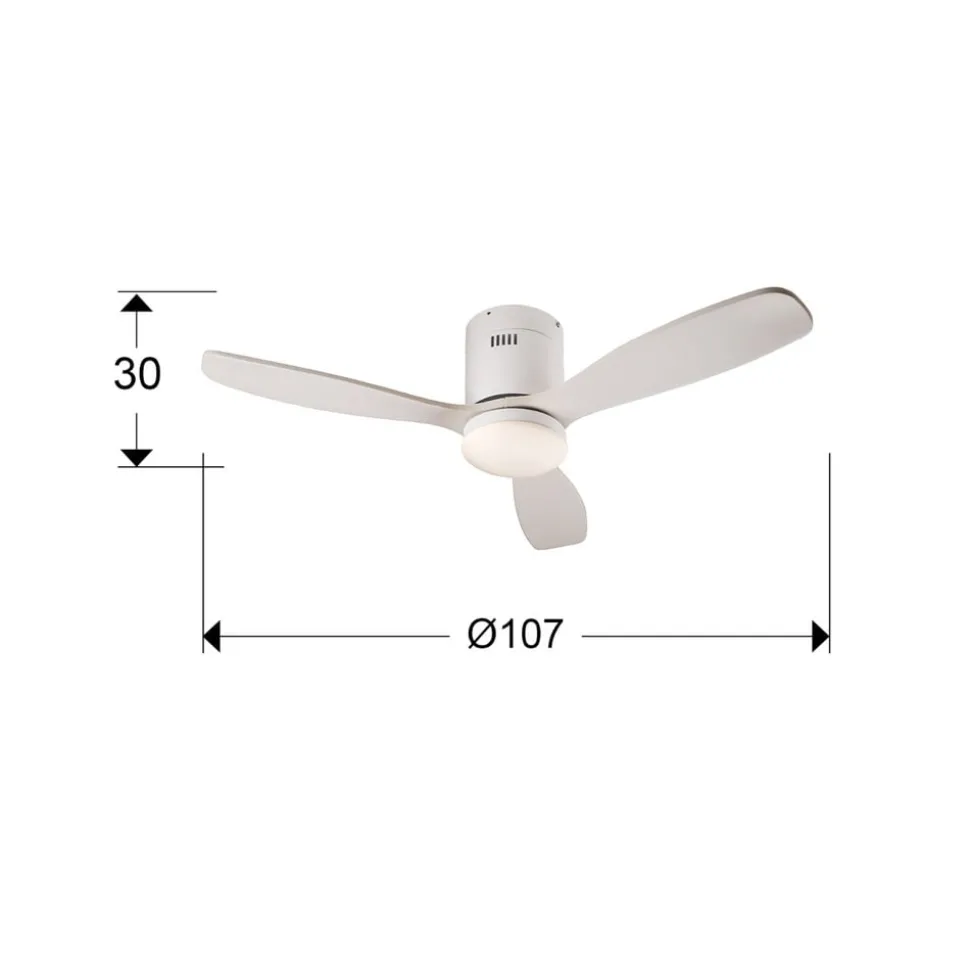 Plafondventilator Siroco Mini, DC, stil, wit, CCT