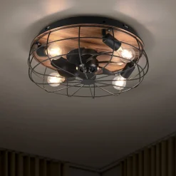 Plafondventilator Trondheim afstandbed. 4xE27 hout