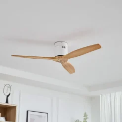 Plafondventilator Vindur, wit/hout, DC, stil