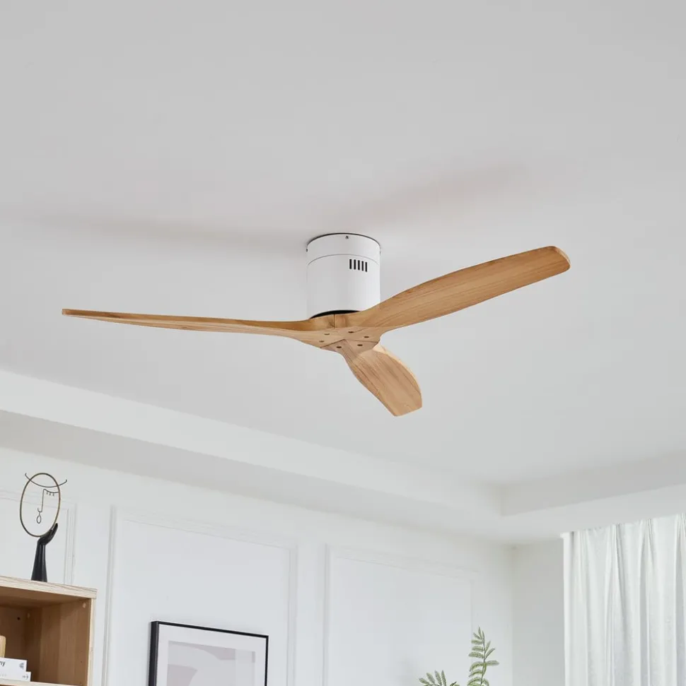 Plafondventilator Vindur, wit/hout, DC, stil