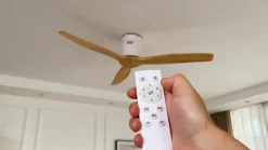 Plafondventilator Vindur, wit/hout, DC, stil