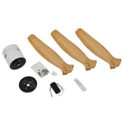 Plafondventilator Vindur, wit/hout, DC, stil