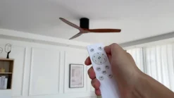 Plafondventilator Vindur, zwart/hout, DC, stil